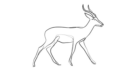 Fototapeta premium Minimalist gazelle line drawing on white background.