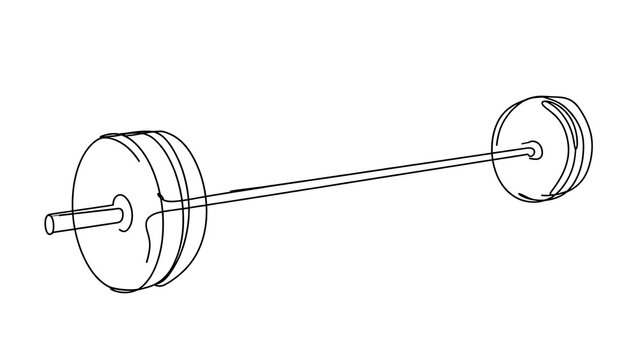 Barbell with weight plates white background.