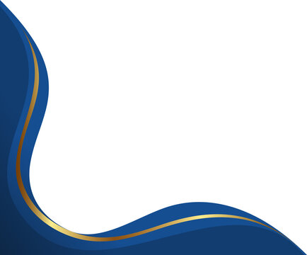 Luxury Blue Gold Wavy Business Background. Elegant Corporate Presentation Template. Professional Certificate Border Design Element.