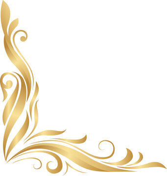 Luxury Golden Floral Corner Ornament Vector. Elegant Decorative Design Element for Invitations, Certificates, Frames & Branding