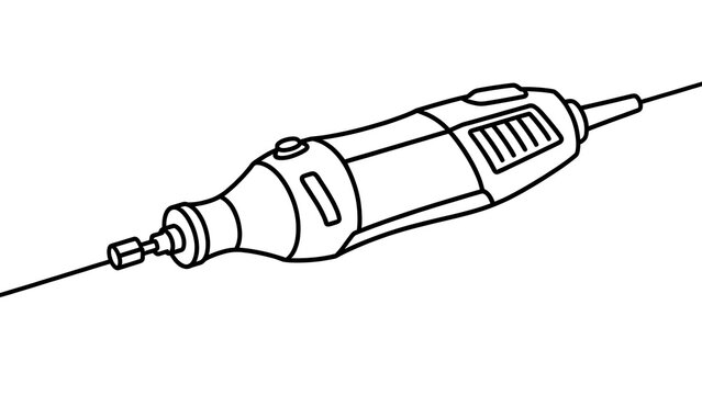 Electric drill tool illustration white background.