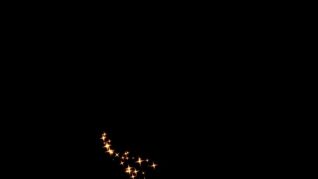 White glittering star dust trail sparkling particles on black background. shining particles with glowing magic burst, cartoon doodle twinkle effects, seamless loop animation on black screen, 4k video