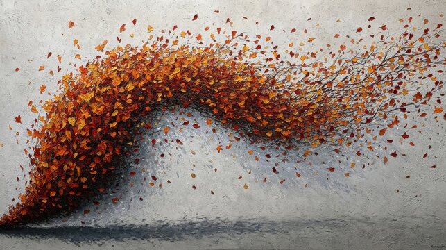 Whirl of autumn: graceful leaves in motion. Genuine view. Intric