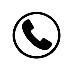 Plakat Black phone icon inside a circle on a white background.