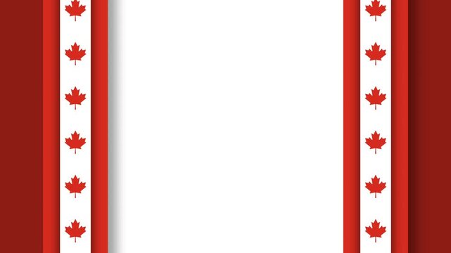 Canadian Labour Day Frame Background with Red Maple Leaves Border.