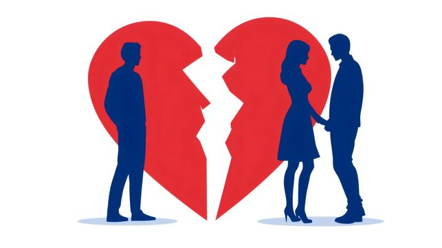 Broken heart representing infidelity and love triangle