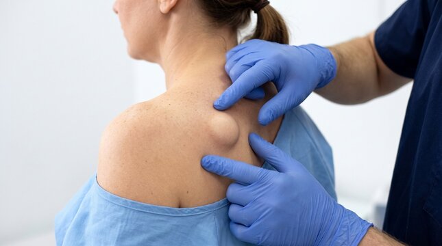 Adult Patient Showing Benign Lipoma Soft Tissue Fatty Lump Under Skin