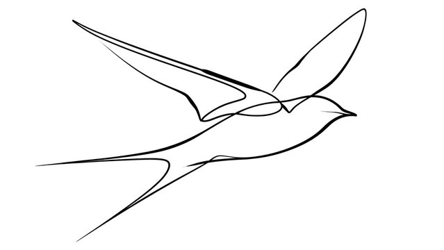 Minimalist swallow bird drawing white background.