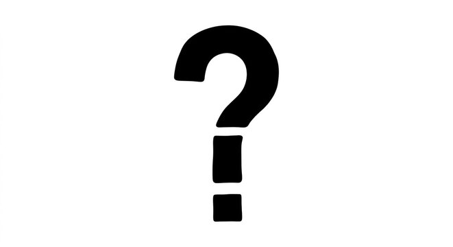 Sketch style question mark icon in black ink