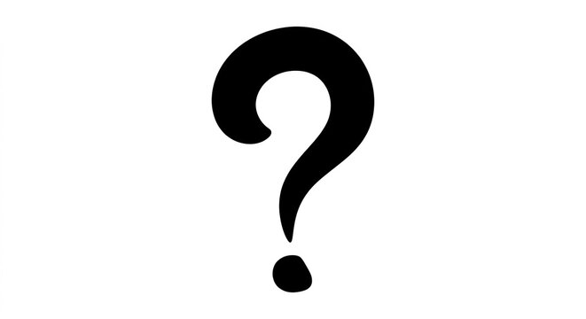 Question mark symbol hand drawn on white background