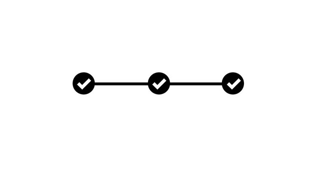 Three Step Progress Timeline Animation on Transparent Background