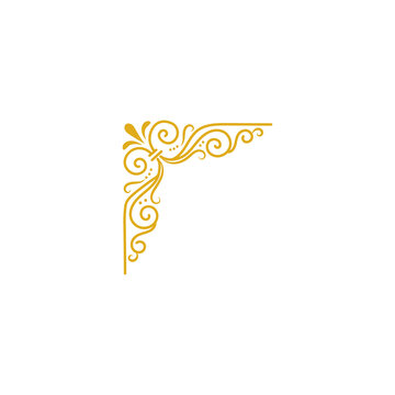 Elegant golden vintage corner flourish isolated on transparent background