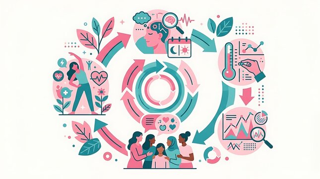 Infographic of womens health wellness and hormonal cycle