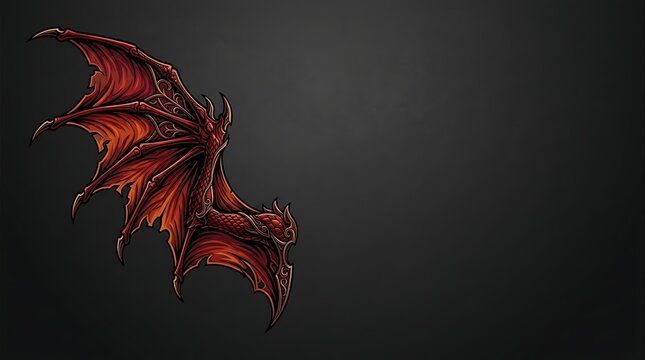 Intricate red dragon wing on a dark background