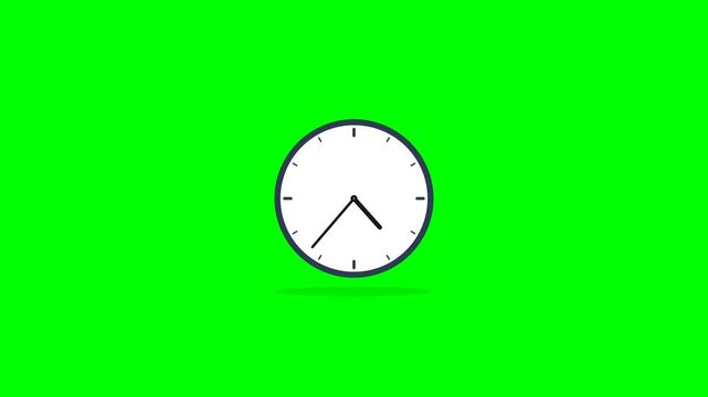 Animated clock ticking on green screen background
