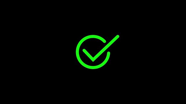 Animated green checkmark loop, minimalist success and approval symbol for ui confirm verified