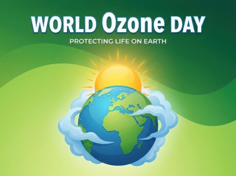 World Ozone Day, preservation of the ozone layer poster background 