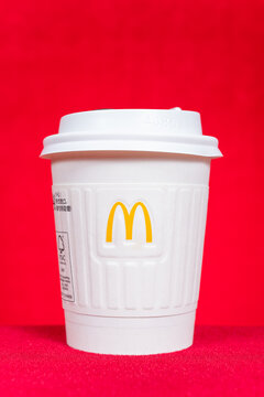 ZhongShan China-June 21 2026: McDonalds disposable hot drink paper cup.