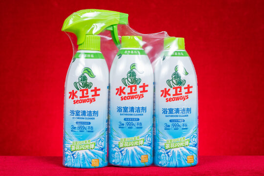 Zhongshan China-July 19 2026: Seaways bathroom cleaner triple pack household cleaning spray.
