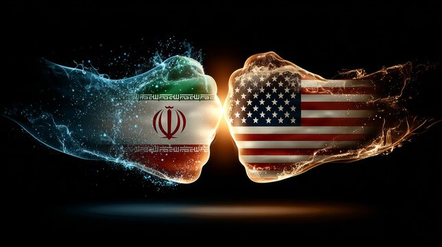Fiery divide between nations through flags. Data streams. Crackling flames: divided national flags. Digital networking. Information streams.