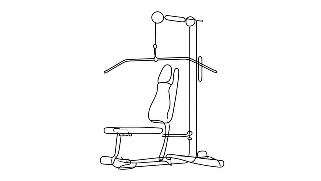 Lat pulldown machine illustration white background.