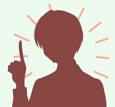 人差し指をさす男性　シルエット　集中線