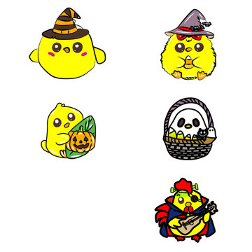 set of funny cartoon monsters