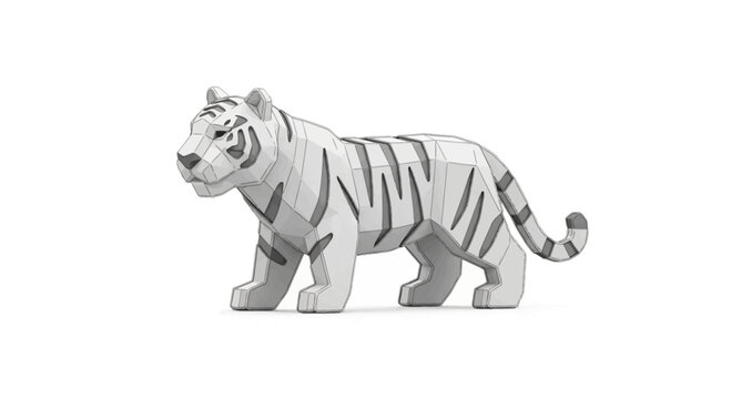 Low poly tiger in a walking pose
