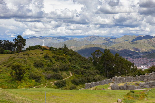 View from Puka Pukara Archaeological Complex on Cusco City, Peru
