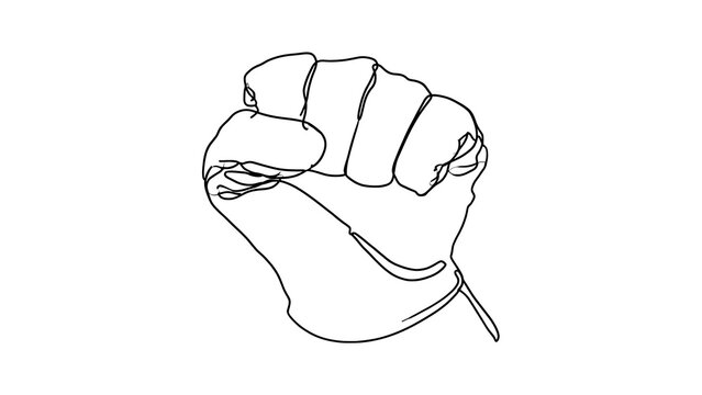 Clenched fist illustration on white background.