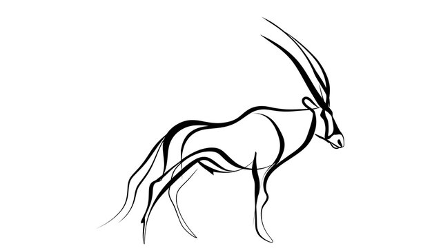 Minimalist oryx drawing on white background.