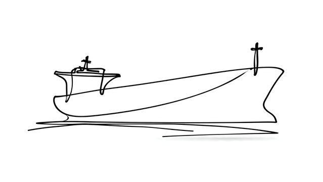 Simple line drawing of a ship on white background.