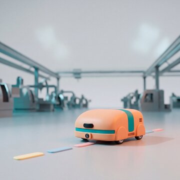Autonomer Roboter scannt Bodenmarkierung in Untersicht