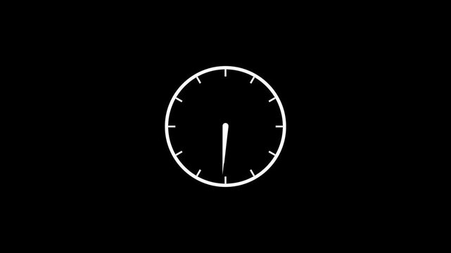clock icon with moving arrows in 24 hour loop. Stopwatch animation on black background,Clock Counting Down 24 Hour Day Fast Speed. Clock with moving arrows.Abstract new analog clock icon animation