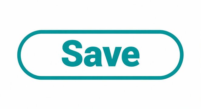 Modern save button with rounded corners and turquoise outline