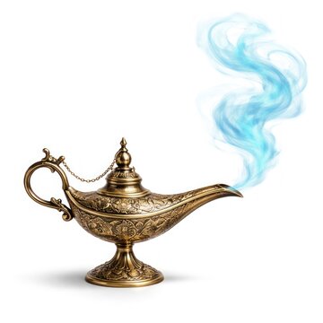 Mystical brass lamp with smoke