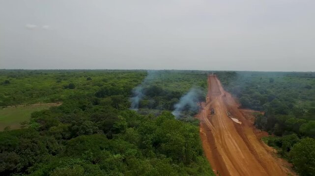 A panoramic view of the Amazon rainforest, which is being deforested as a result of several arson fires.