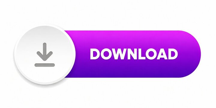 Modern download button with arrow icon on purple gradient background
