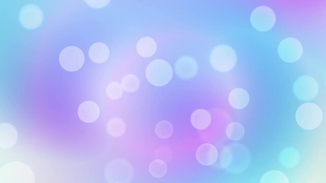 Cool cyan and lilac gradient animation featuring smooth flowing bokeh bubble light reflections. Suitable for dynamic video background, graphic overlay, and presentation design