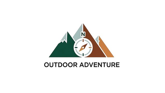 Mountain Logo with Compass Adventure Icon