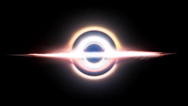 Glowing Black Hole in Space with Cosmic Light and Sci Fi Background