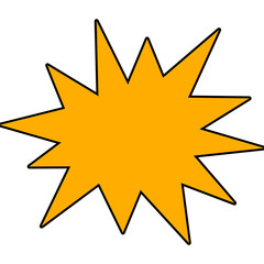 Yellow comic burst icon isolated on white background starburst boom explosion graphic © Rizwan