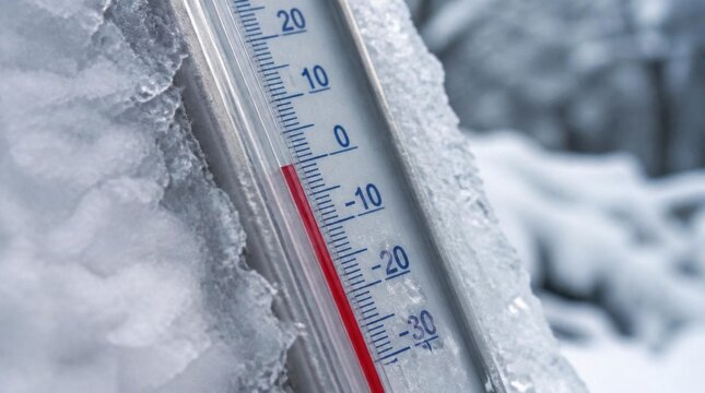 Cold Thermometer Embedded in Snow