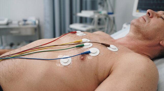 A male patient lying on a medical bed with multiple colorful electrodes attached to his ad social media download thambnail poster web template event festival 2026 2027 2028