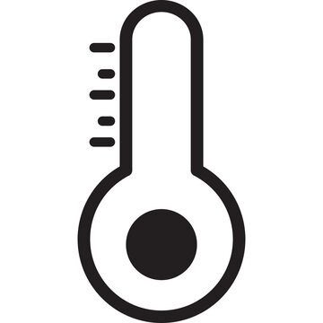 Black thermometer line icon isolated on white background temperature measurement symbol