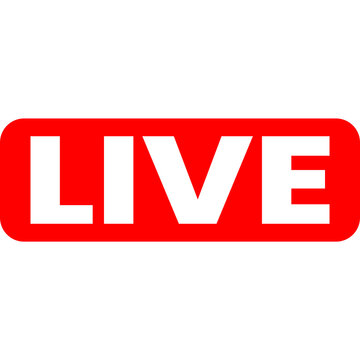 Red live streaming button icon symbol isolated on white background flat vector illustration