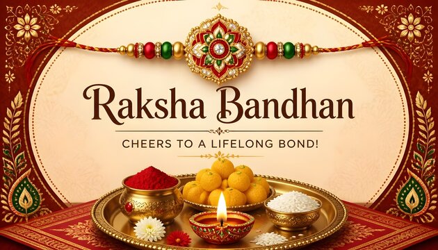 illustration of decorated rakhi for Indian festival Raksha Bandhan background for card, holding and poster