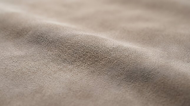 Soft beige suede fabric featuring elegant waves with a rich tactile texture and shallow depth of field on transparent background