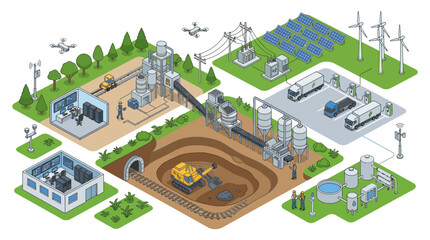 Fototapeta premium Aerial view of a futuristic smart city with green infrastructure and eco-friendly design.
