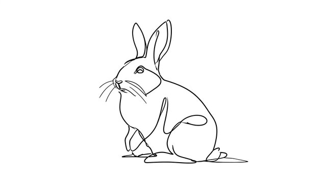 Cute rabbit illustration on white background.